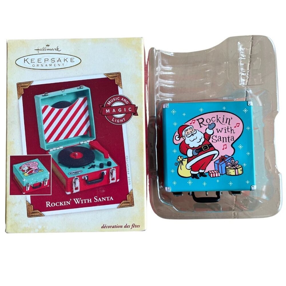 Vintage (NEW CONDITION) Hallmark Keepsake Christmas Ornament, Rockin' With Santa
